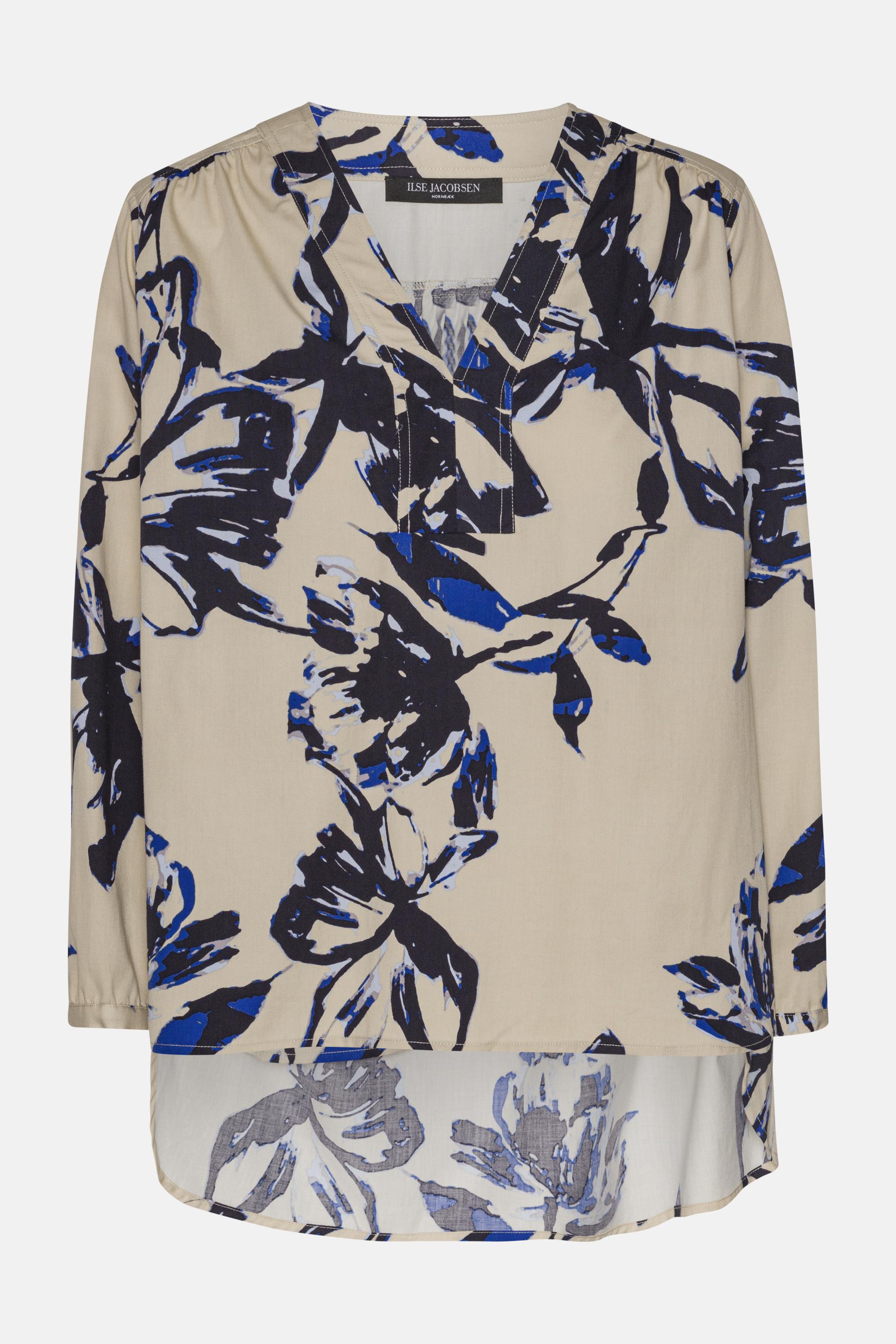 Bluse mit V-Ausschnitt - Sand Artsy Stroke Flower